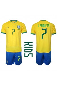 Brasil Lucas Paqueta #7 Babyklær Hjemme Fotballdrakt til barn VM 2022 Korte ermer (+ Korte bukser)